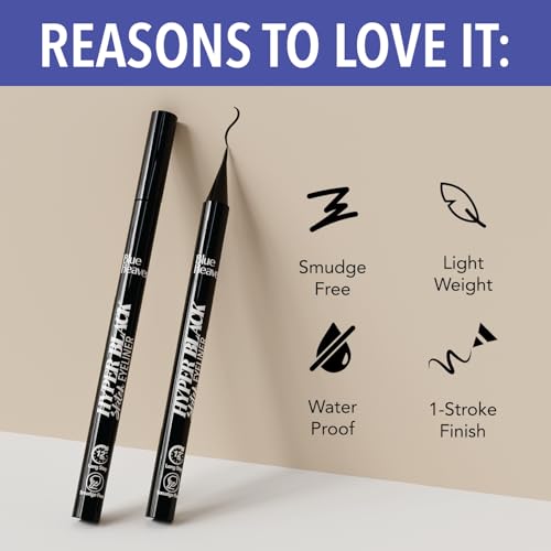 Blue Heaven Hyper Black Sketch Eyeliner Pen|Upto 12hr Stay with Matte Finish|Waterproof & Smudge Proof |One Stroke Easy Application|With Advanced Steel Ball Technology