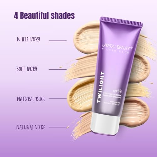 Lakyou Beauty Filter Face Twilight Weightless Matte Finish HD Foundation SPF 30 Foundation (03(Natural Beige), 80 ml)