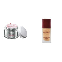 Lakmé Absolute Perfect Radiance Skin Brightening Day Crème, 28 g & Invisible Finish SPF 8 Foundation, Shade 01, Lightweight, Water Based, Liquid Foundation For Natural Glow, 25 ml