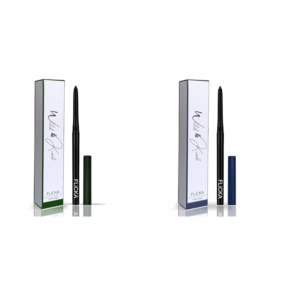 Flicka Wild & Kind Twist Kajal Pen 04 Green Treasure Waterproof & Long Lasting 0.30gm Wild & Kind Twist Kajal Pen 05 Regal Blue Waterproof & Long Lasting 0.30gm
