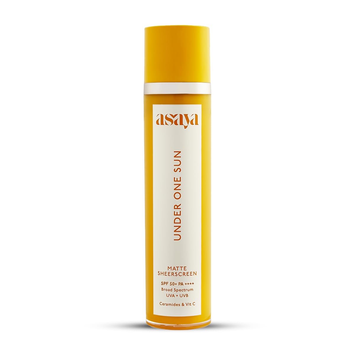 Asaya Matte Sunscreen SPF 50+ PA+++ | With Ceramides & Vitamin C | Broad Spectrum UVA + UVB Protection | No White Cast & Waterproof | Lightweight, Non-Greasy & Quick Absorbing | Controls Oil & Brightens Skin | For Face & Body | Paraben-Free | For Men & Wo