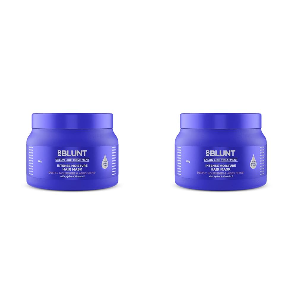 BBLUNT Intense Moisture Hair Mask With Jojoba Oil & Vitamin E For All Nourished & Shiny Hair - 250 G (Pack Of 2), 1 Count