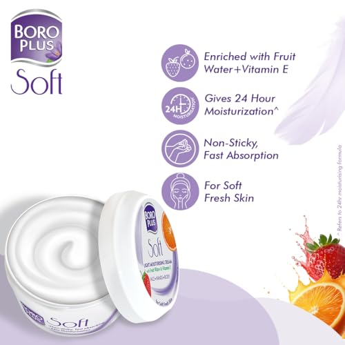 BoroPlus Soft Light Moisturising Cream|Light & Non-sticky|Provides 24 hour moisturisation | For Soft Fresh Skin 300 ml