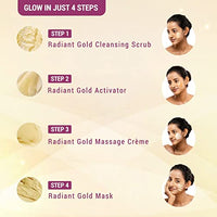 Lotus Radiant Gold Facial Kit for instant glow with 24K Pure Gold & Papaya ,4 easy steps 37g (4 use)