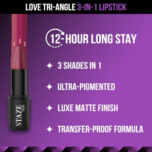 Staze 9to9 Pout & Shout Kit 3 in 1 Combo with 2-in-1 Liquid Lipstick (Matte)
