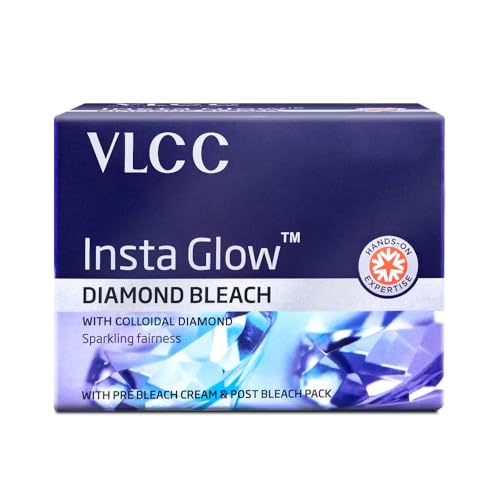 VLCC Insta Glow Diamond Bleach - 60g | With Diamond Powder For Sparkling Fairness | Skin Brightening Bleach | Minimizes Dark Spots, Reduces Facial Hair Visibility