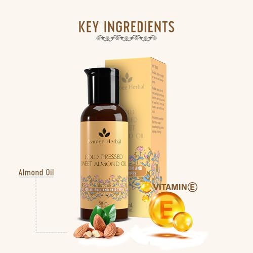 Avimee Herbal Keshpallav Almond Oil | Pure Cold Pressed Oil | Fights Split Ends & Strengthens Hair | Enriched With Vitamin E | Mineral Oil Free | 50 ML