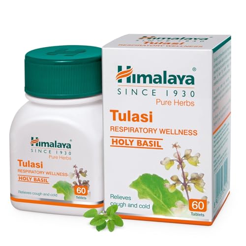 Himalaya Wellness Pure Herbs Tulasi Respiratory Wellness | Holy Basil |Relieves cough and cold| -Pack of 60 Tablets