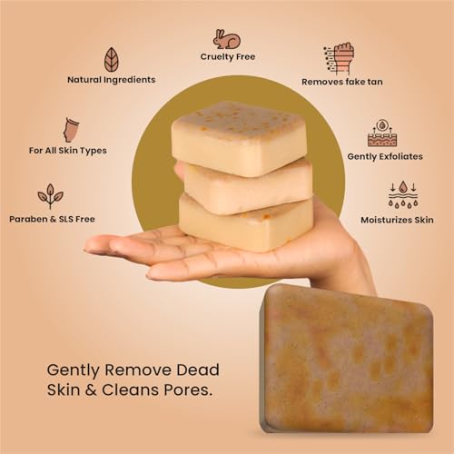 Hamare Ghar Ka Soaps Sandalwood & Saffron Magic Soaps For Bath | Paraben Free | Chandan & Kesar Bath Soap | Handmade Herbal Soap For Glowing | Skin Brightening For Men N& Women100 GM (PACK OF of 4)