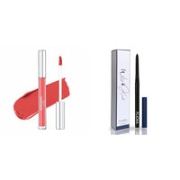 FLiCKA Tomato Liquid Lipstick| Transfer Proof, Smudge Proof, NonSticky, Creamy Lightweight Lipstick For Women, Shade 7, 2ml Wild & Kind Twist Kajal Pen 05 Regal Blue Waterproof & Long Lasting 0.30gm