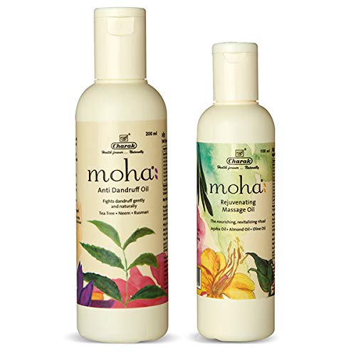 moha: Herbal Anti Dandruff Oil 200 ml with free Rejuvanating Massage Oil 100 ml | Neem, Tea Tree Oil, Rosemary | (Combo of 2)