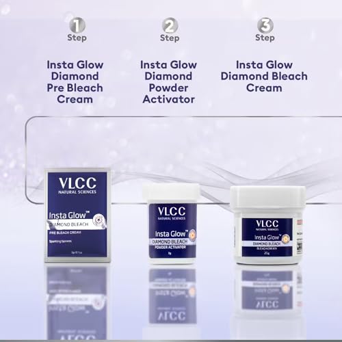 VLCC Insta Glow Diamond Bleach - 60g | With Diamond Powder For Sparkling Fairness | Skin Brightening Bleach | Minimizes Dark Spots, Reduces Facial Hair Visibility