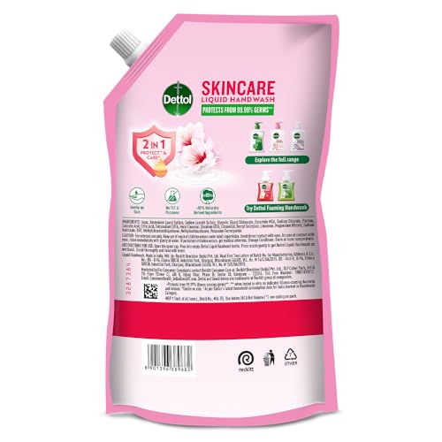 Dettol Liquid Handwash Refill – Skincare Hand Wash- 675ml (Pack fo 2) | pH Balanced | 10x Better Germ Protection (Pack of 2)