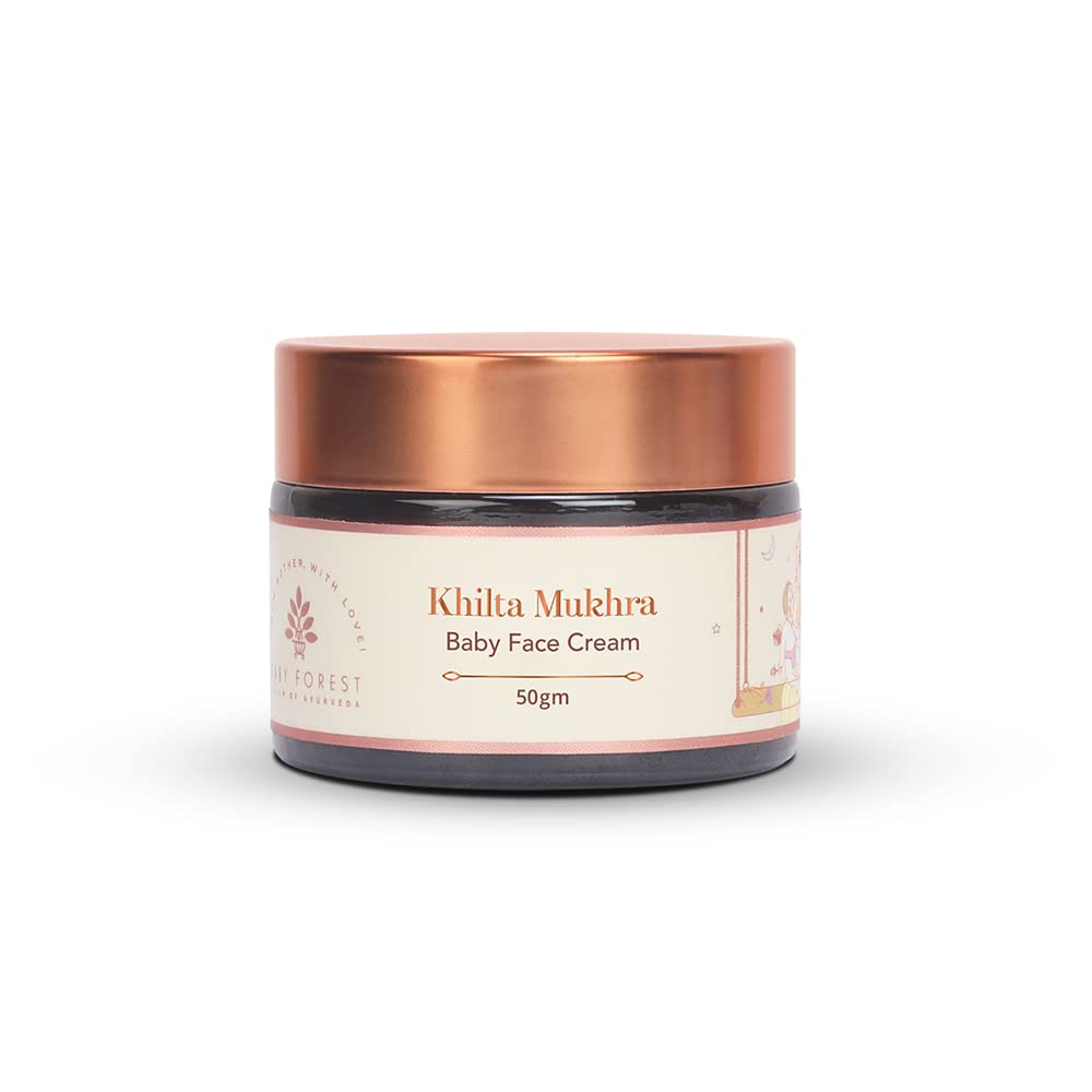 Baby Forest Khilta Mukhra Baby Face Cream 50 gm | Shea Butter, Saffron, & Almond Oil | Ayurvedic & Organic Kids Face Cream | Derma Safe