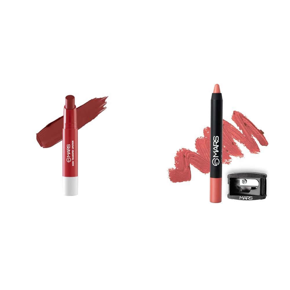 MARS Matte Super Stay LipstickLipstick for Women (2.6 gm) (05-MAJESTIC) Long Lasting Crayon Lipstick up to 12 Hours Stay (3.5 gm) (12-I Am Fierce)