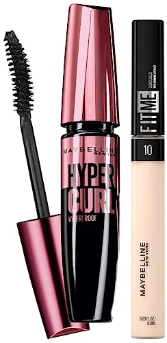Maybelline New York Fit Me Concealer,10 Light, 6.8ml And Maybelline New York Hypercurl Mascara Waterproof, Black, 9.2ml