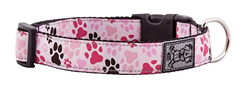 RC Pets 1 Inch Adjustable Dog Clip Collar, Large, Pitter Patter Pink