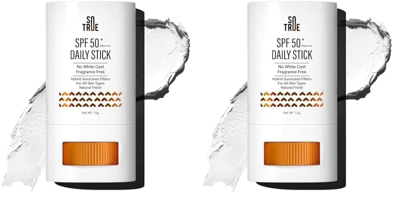 Sotrue SPF 50+ Daily Sunscreen Stick | Lightweight, Water Resistant | No White Cast | Broad Spectrum PA++++ | Non Sticky With Dewy Finish | Mess Free Sun Protection | Suitable for Face & Body 15g