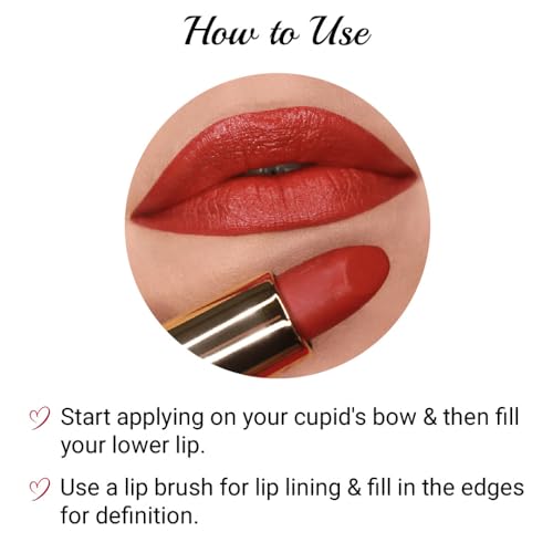 Iba Long Stay Matte Lipstick for Women- M10 Red Brick, 4g | Creamy Matte Finish & Smooth Texture| Long-Lasting | Hydrated Lips | Enriched with Vitamin E| Intense Colour & Highly Pigmented | Lip Makeup