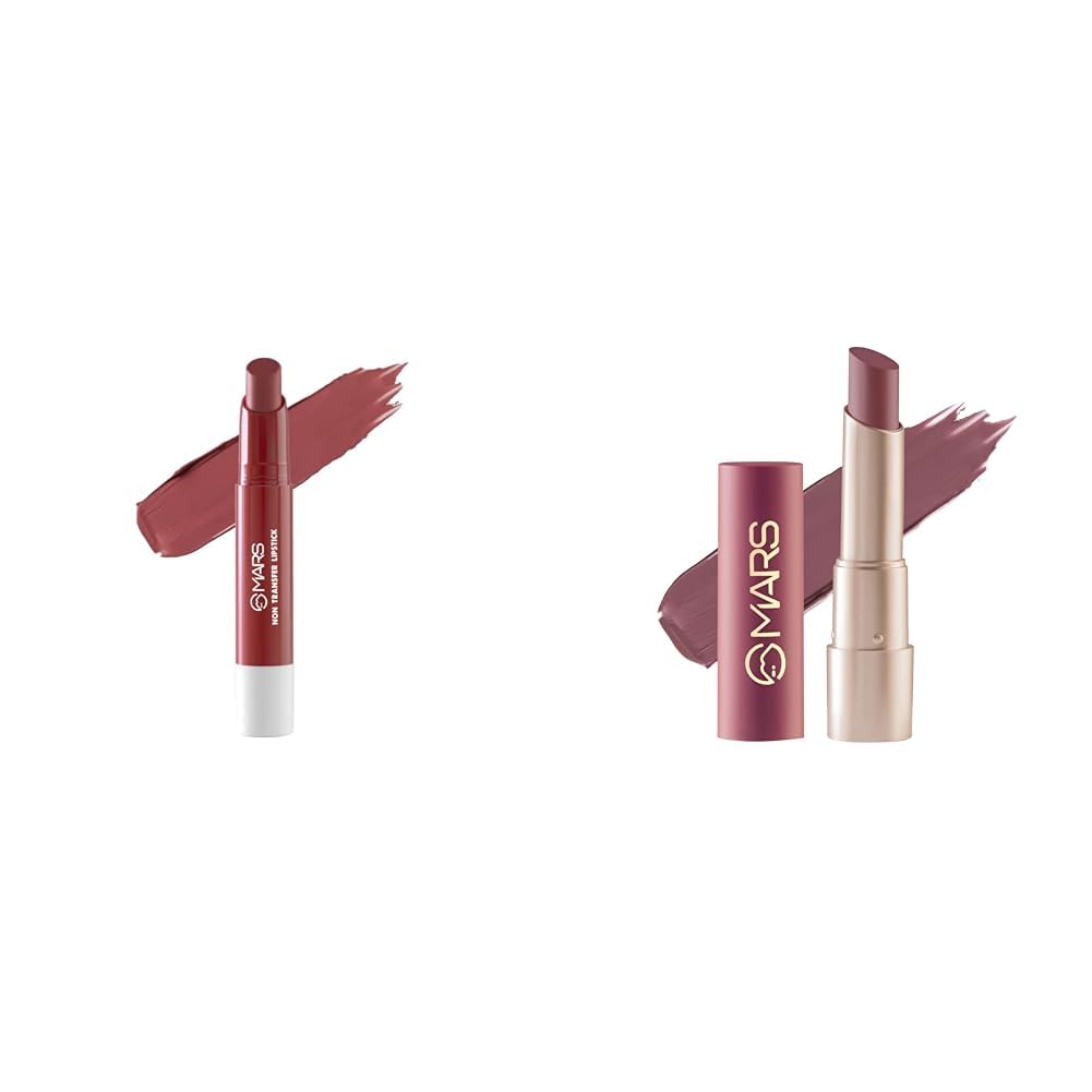 MARS Matte Super Stay Lipstick |(2.6 gm) (02-TREASURE) Creamy Matte Long Lasting Lipstick for Women (3.2 gm) (20-Grapeful Ghoomar)