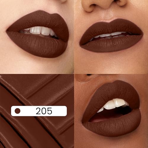 Seven Seas Mocha Lips Matte Liquid Lipstick | Non-Transfer Liquid Lipstick | 12 Hours Long Lasting | Highly Pigmented | Intense Color Payoff | Smudgeproof Liquid Lipstick for Women (205, 4ml)