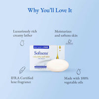 Softsens Naturally Soft Skin Cream Bar Soap I Enriched with Natural Creme Oil I Dermatologically Tested & Parben Free(100g x 4)