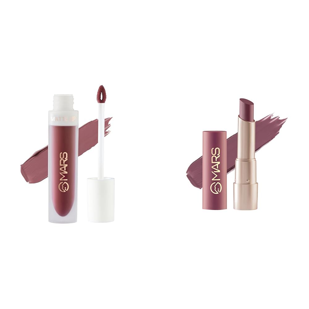 MARS Matte Liquid Lip Color | Long Lasting | Non-Transfer & Waterproof Lipstick for Women (4.5 ml) (08-Trend Train) Creamy Matte Long Lasting Lipstick for Women (3.2 gm) (17-Sultry Samba)