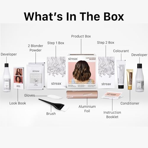 Streax Hair Colour Highlight Kit | Latte Brown - Pack of 1 I Enriched with Walnut & Argan Oil I For Women | Rich, vibrant, Easy to use, DIY Application