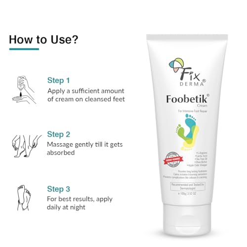 Fixderma Foobetik Cream, Foot cream, Foot care, For Dry & Cracked Feet, Moisturizes & Soothes Feet, Heel Repair, For Calloused, or Chapped Skin, Paraben Free 100gm