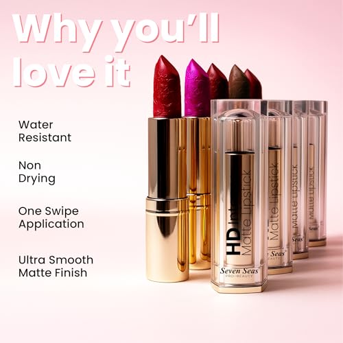Seven Seas HD Intense Matte Lipstick | Non-Transfer | Lipstick For Women (602-Crimson1, 3.5G)