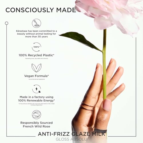 Kérastase Gloss Absolu Anti-Frizz Heat Protectant Spray For Glossy Hair | Fine To Medium Hair | 4-Days Anti-Frizz | With Hyaluronic & Glycolic Acid, Wild Rose-In-Oil | 190ml