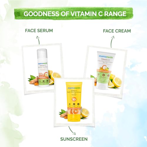 Mamaearth Vitamin C Daily Glow Sunscreen With Vitamin C & Turmeric For Sun Protection & Glow | Spf 50 & Pa++++ Protection | No White Cast | Lightweight & Non-Sticky | For All Skin Types | 80G X 2