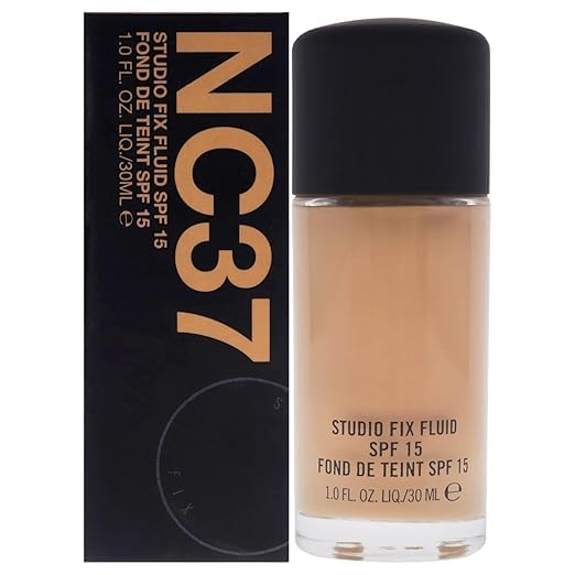 MACC Studio Fix Professional Waterproof oil-free Longlasting Liquid 24-hour colour-true foundation Matte Finish For Women, Girls 30ML - Shine-Free Liquid Foundation (NC-37)