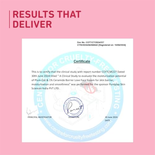 Plum Oat & 1% Ceramide Barrier Love Face Cream | Repairs, Strengthens & Maintains Skin Barrier | Moisturizer with Vitamin E & Allantoin | For Normal, Dry Skin | Women & Men | 50 g