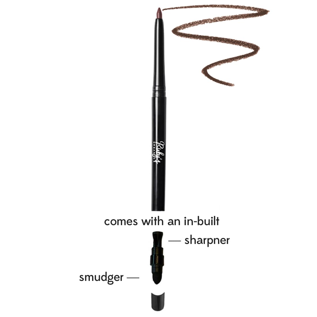 RUBY's ORGANICS Kohl Eyeliner- Brown, 3 In 1 Brow Filler, Kajal with In-Built Smudger, Extra Smooth & Blendable, Long-Wearing Matte Finish, Organic Eye Makeup, Cruelty-Free & Vegan, 0.35 Gm,Pencil