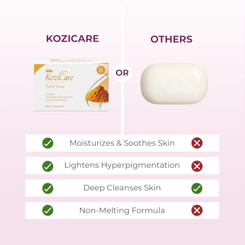 Kozicare Kojic Acid Soap & Glutathione Soap | Haldi Turmeric Face Ubtan Soap | Ghar Ka Soap | Body Tan Removal Soap & Detan Soap | Soaps for Bath | With Shea Butter & Glycerin- Pack of 3