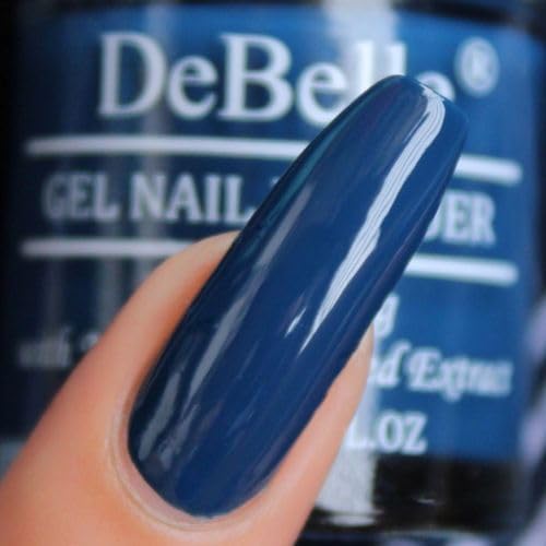 DeBelle Gel Glossy Finish Nail Polish Bleu Allure(Navy Blue), 8 Ml - Enriched With Natural Seaweed Extract, Cruelty Free, Toxic Free