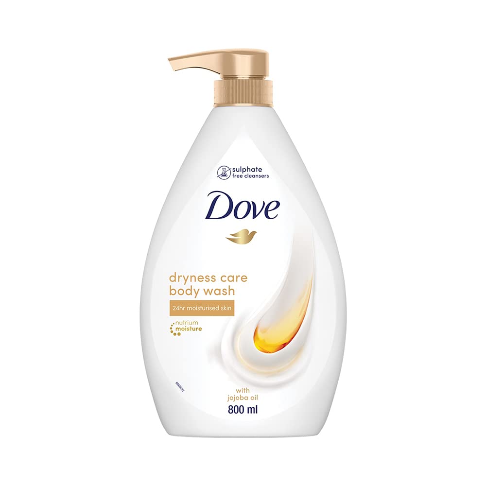 Dove Dryness Care Bodywash infused with Jojoba Oil to deeply nourish your skin, 100% gentle and paraben free/sulphate free cleansers, 100% plant- based moisturisers, 800ml