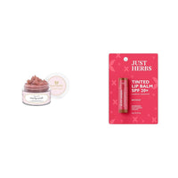Just Herbs Ayurvedic Rose Lip Scrub For Dry & Just Herbs Tinted Lip Balm for Men and Women with SPF 20+ for Dark Lips to Lighten 4 g (Beetroot) Combo