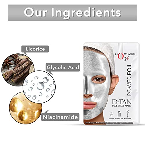 O3+ Power Foil D-Tan Face sheet mask for Skin Brightening Face Mask 20 ml & O3+ Facialist Radiant Face Sheet Mask (30g) Combo