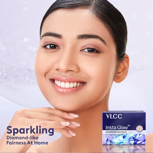 VLCC Insta Glow Diamond Bleach - 60g | With Diamond Powder For Sparkling Fairness | Skin Brightening Bleach | Minimizes Dark Spots, Reduces Facial Hair Visibility