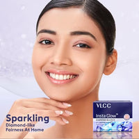 VLCC Insta Glow Diamond Bleach - 60g | With Diamond Powder For Sparkling Fairness | Skin Brightening Bleach | Minimizes Dark Spots, Reduces Facial Hair Visibility