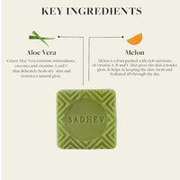 Sadhev Organic Melon & Aloe Vera Bathing Soap For Revitalizing and Rejuveniating Chemical Free - 125g (Pack of 1)