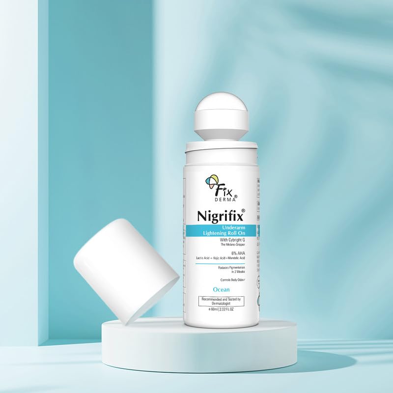 Fixderma Nigrifix Underarm Ocean Roll on With 6% AHA, Lactic Acid & 1% Mandelic Acid & Kojic Acid | Brightens Skin & Exfoliates Underarm | For Sensitive Skin - 60ml (Pack of 1)