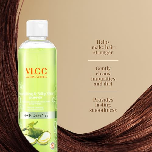 VLCC Nourishing & Silky Shine Shampoo - B1G1-350ml X 2 (700ml) | Stronger, Silkier Hair | Helps Prevent Frizzy Hair, Easy to Manage Hair Shampoo | Soy Proteins and Almond Shampoo.