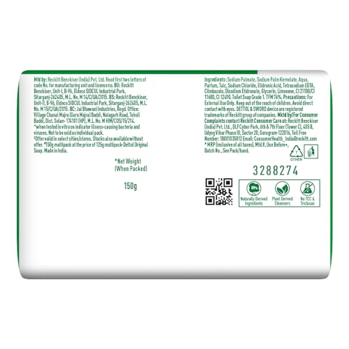 Dettol Original Germ Protection Bathing Soap Bar (750gm) | Kills 99.99% germs, 150 - Pack of 5 (packaging may vary)