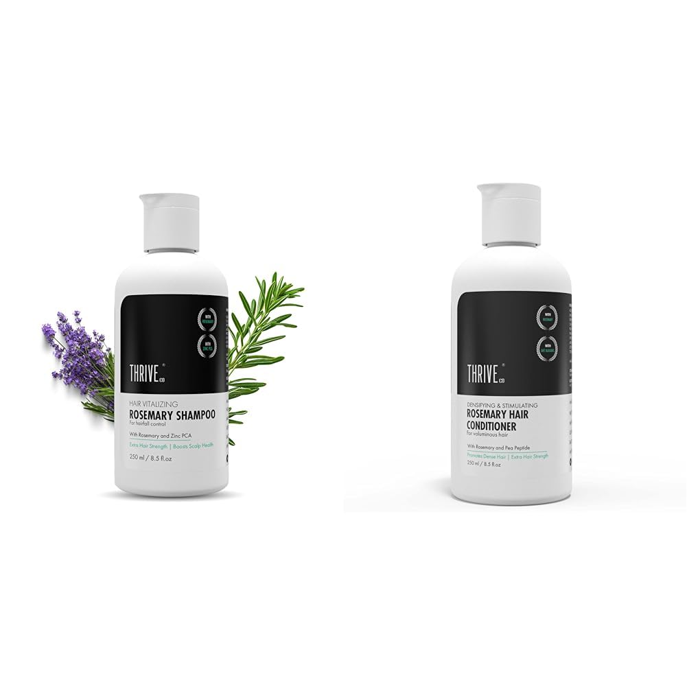 ThriveCo Rosemary Shampoo + Rosemary Conditioner For Voluminous Hair | Densifying & Stimulating Hair Growth | Promotes Hair Strength With Hyaplex™, Pea Peptide & Caffeine for Men & Women | 250ml