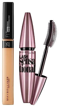 Maybelline New York Fit Me Concealer,25 Medium, 6.8Ml And Maybelline New York Lash Sensational Waterproof Mascara, Black, 10 Ml
