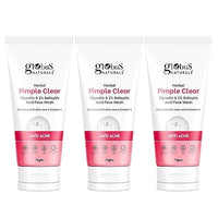 Globus Naturals Herbal Pimple Clear Glycolic & 1% WW Salicylic Acid Face Wash, Enriched With Orange & Almond, For Oily & Acne Prone Skin, 75 gm (Pack of 3)