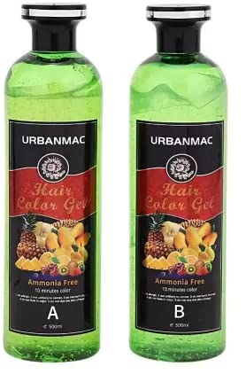 URBANMAC Fruit Vinegar Hair Color Black Gel With Dye Brush and Mixing Bowl Hair Colouring Kit